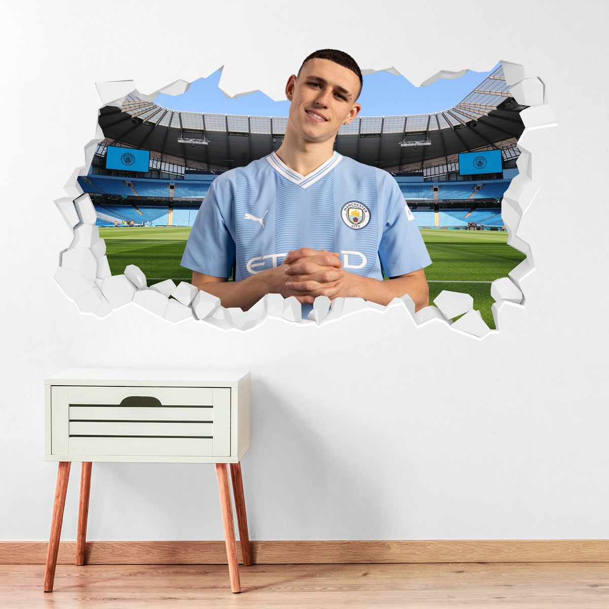 Manchester City Football Club - Phil Foden 23/24 Broken Wall Sticker + –