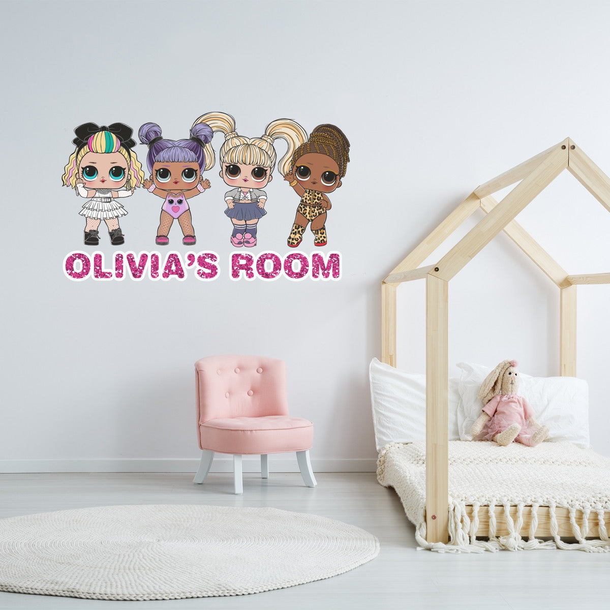 L.O.L Surprise 4 Dolls Personalised Name Wall Sticker