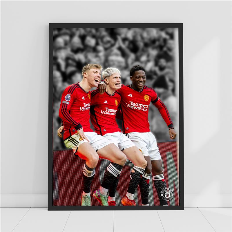 Manchester United FC Print - Trio Goal Celebration Poster Football Wall Art