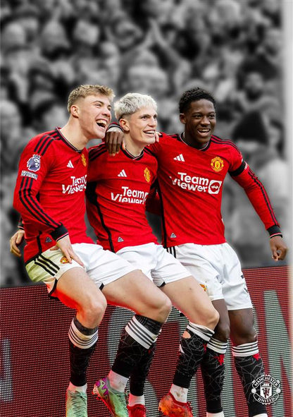 Manchester United FC Print - Trio Goal Celebration Poster Football Wall Art