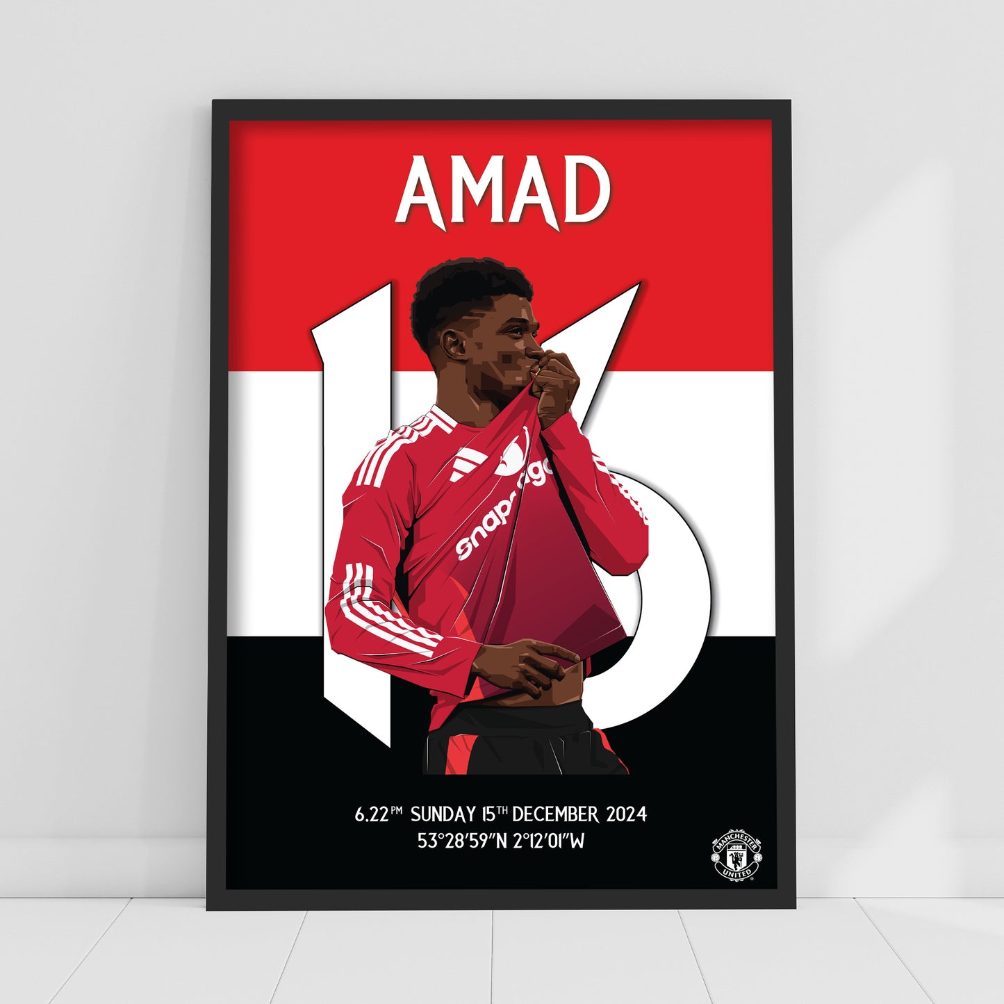 Manchester United FC Print - Amad Derby Goal Illustration Poster Football Wall Art