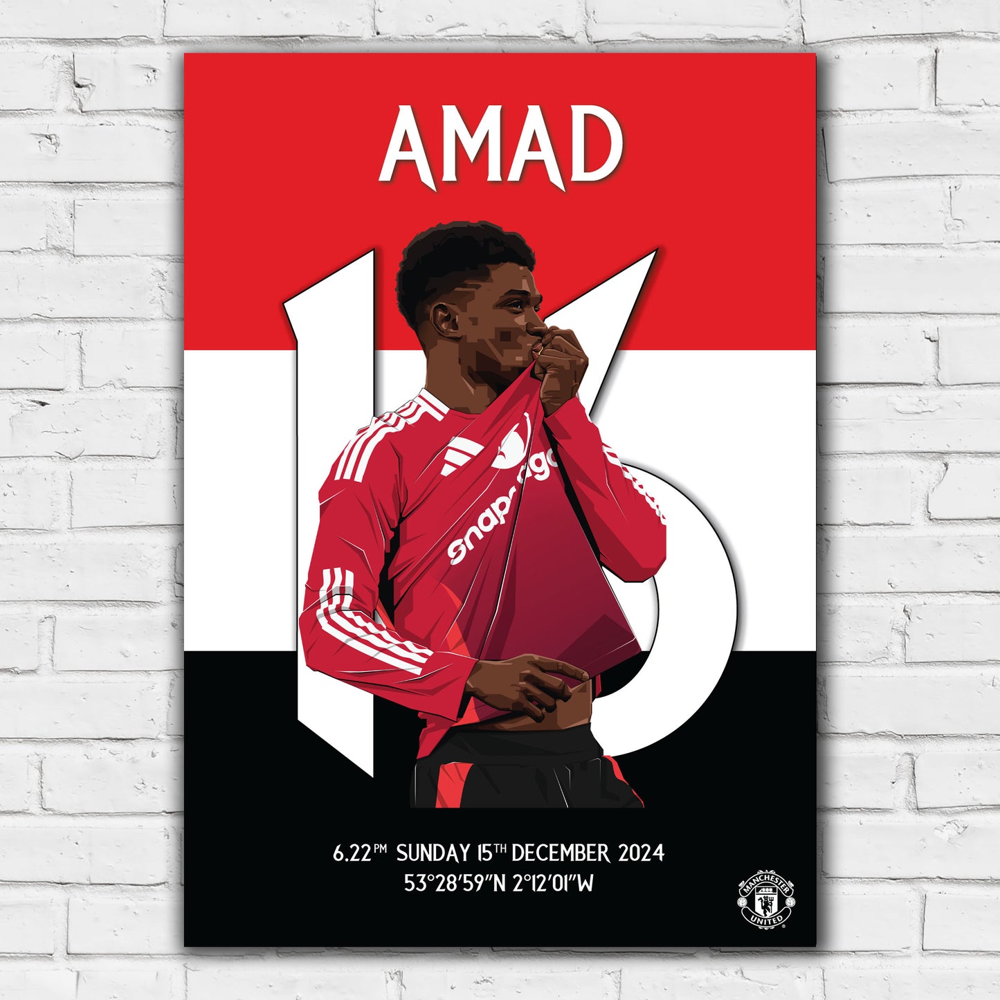 Manchester United FC Print - Amad Derby Goal Illustration Poster Football Wall Art