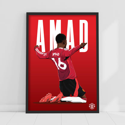 Manchester United FC Print - Amad Illustration Poster Football Wall Art