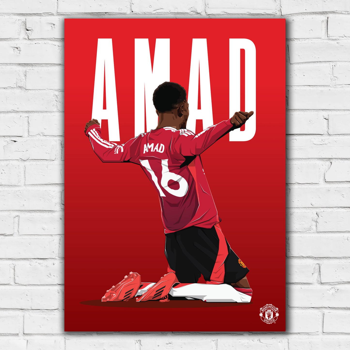 Manchester United FC Print - Amad Illustration Poster Football Wall Art