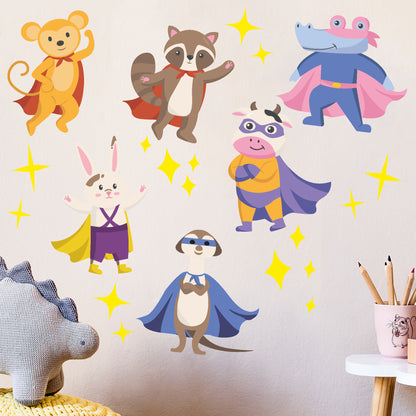 Animal Character Set - Superhero Animals Set Wall Stickers