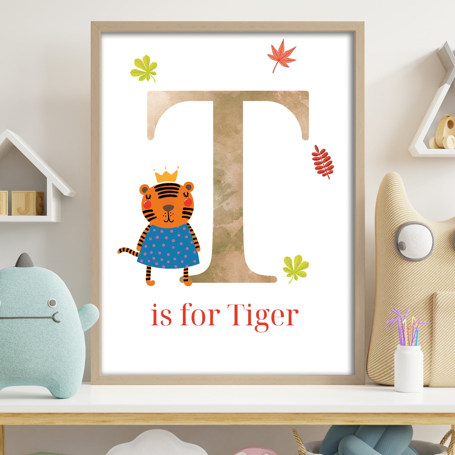 Animal Letter Print - T is for Tiger Poster Wall Art