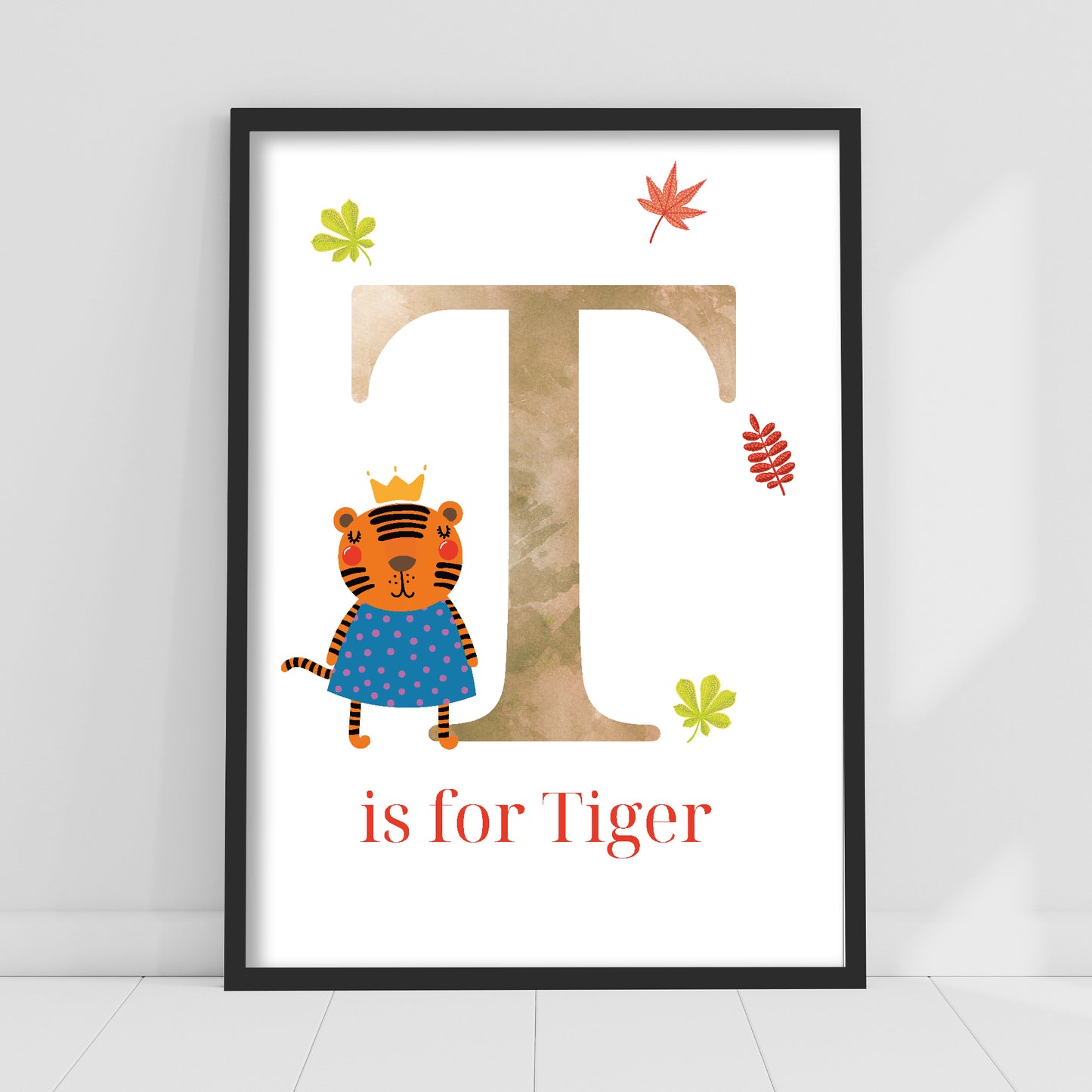 Animal Letter Print - T is for Tiger Poster Wall Art