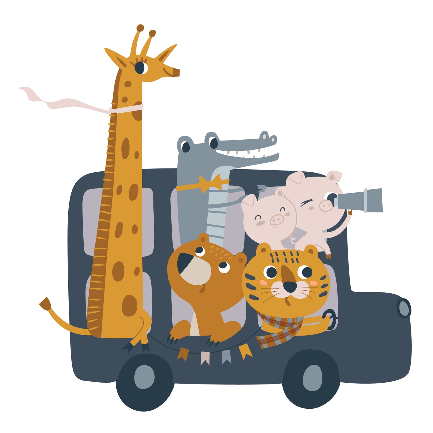 Animal Wall Sticker - Animals On A Bus Wall Art