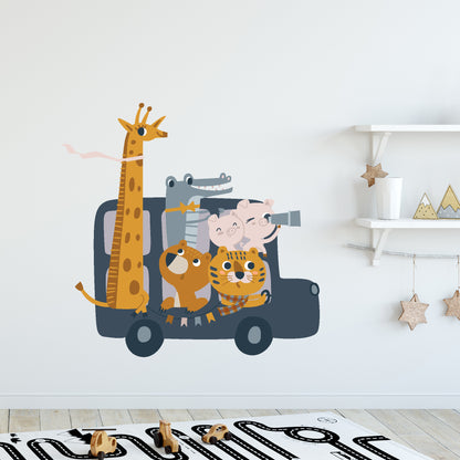 Animal Wall Sticker - Animals On A Bus Wall Art