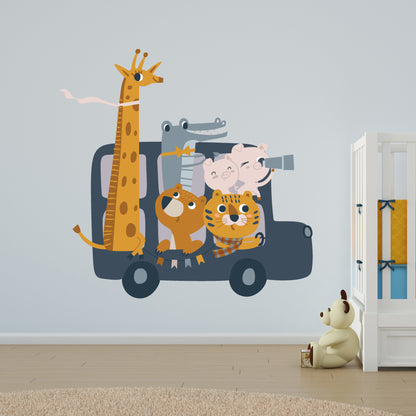 Animal Wall Sticker - Animals On A Bus Wall Art