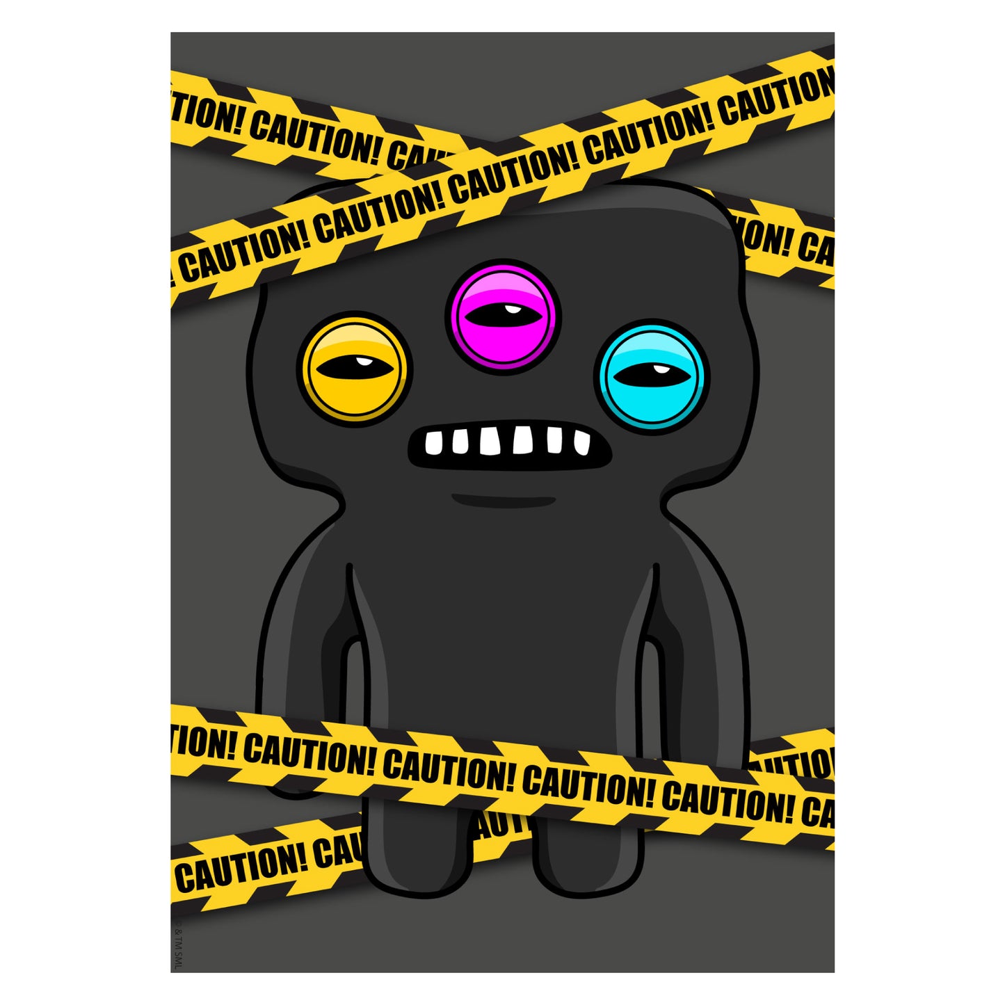 Fuggler Wall Art Print - Annoyed Alien Black Caution Poster