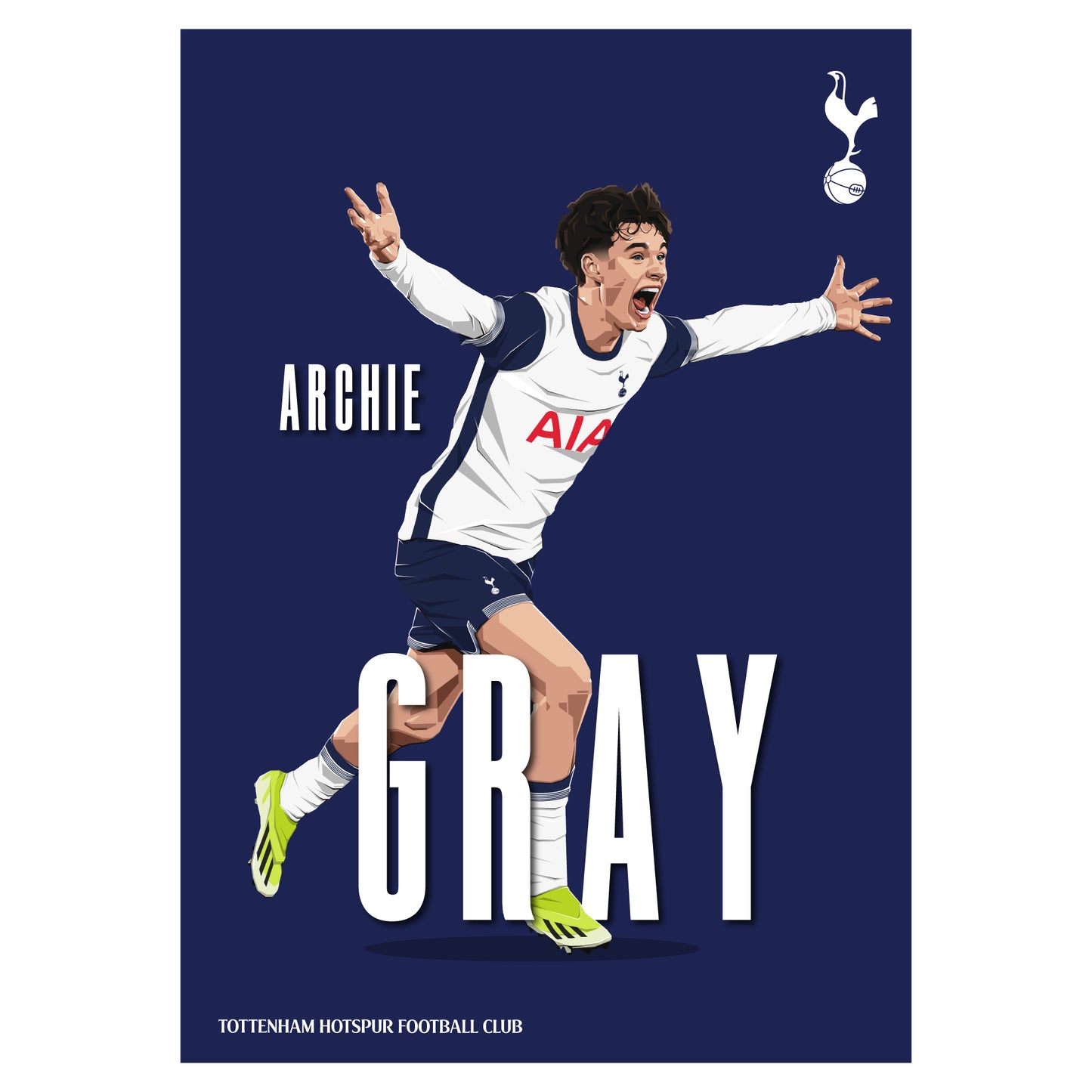 Tottenham Hotspur Print - Archie Gray Illustration 24-25 Poster Wall Art