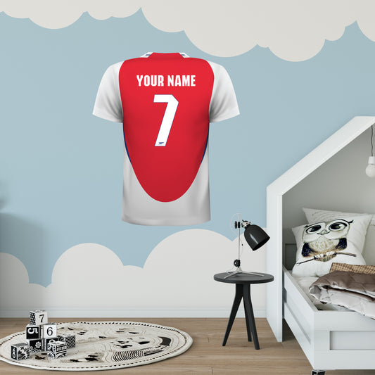 Arsenal Football Club -  Personalised Name & Number 24/25 Shirt Wall Sticker + Gunners Decal Set