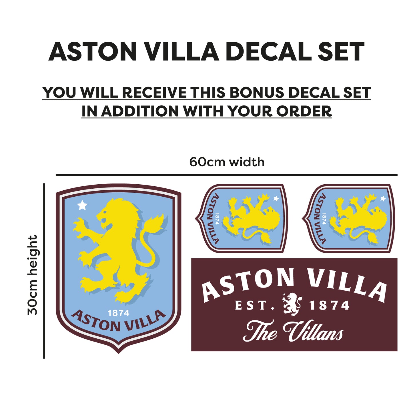 Aston Villa Football Club Ball Design & Personalised Name Wall Sticker