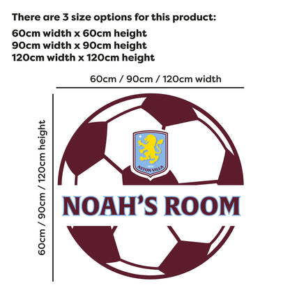 Aston Villa Football Club Ball Design & Personalised Name Wall Sticker