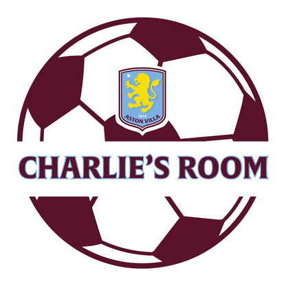 Aston Villa Football Club Ball Design & Personalised Name Wall Sticker