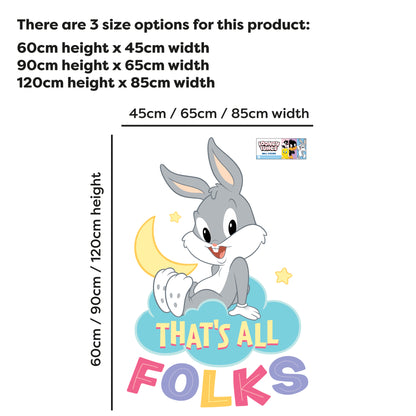 Looney Tunes Wall Sticker - Baby Bugs Bunny That's All Folks Cloud Wall Decal Art