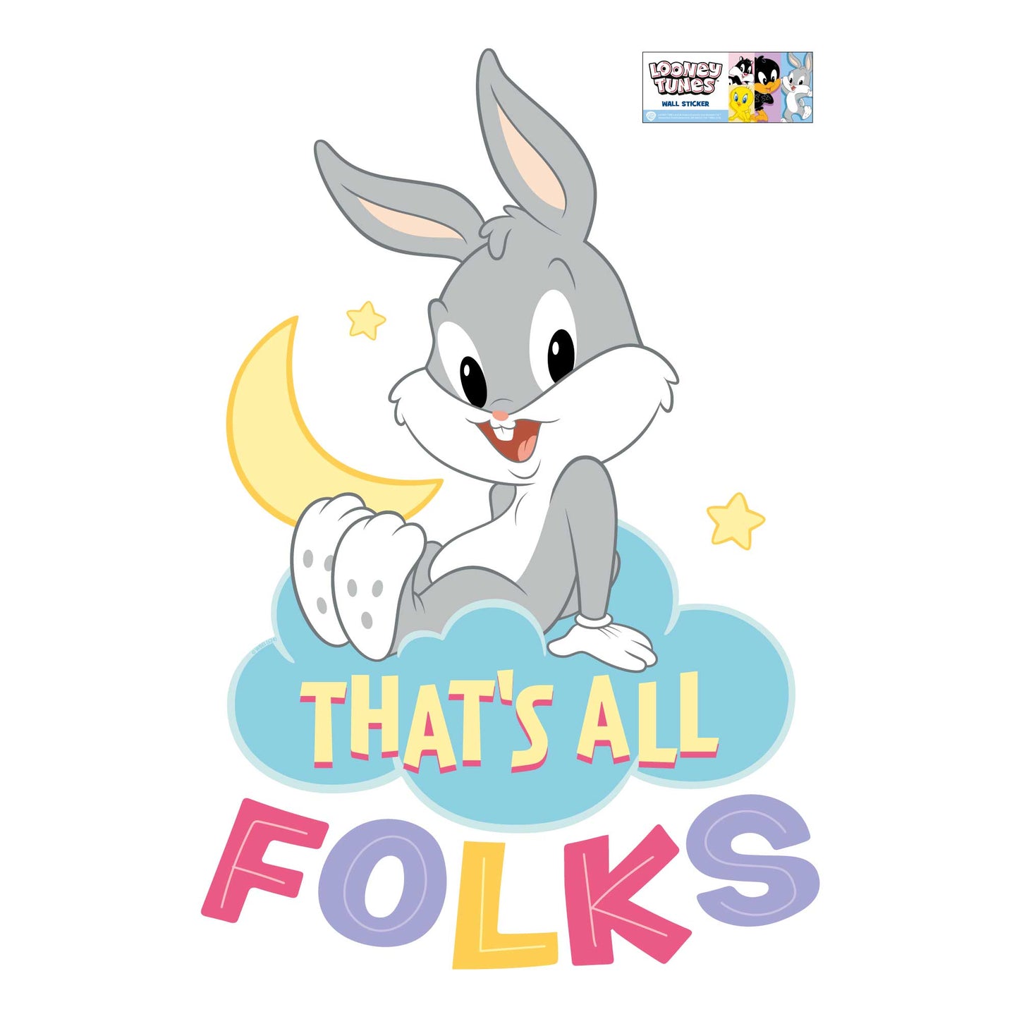 Looney Tunes Wall Sticker - Baby Bugs Bunny That's All Folks Cloud Wall Decal Art