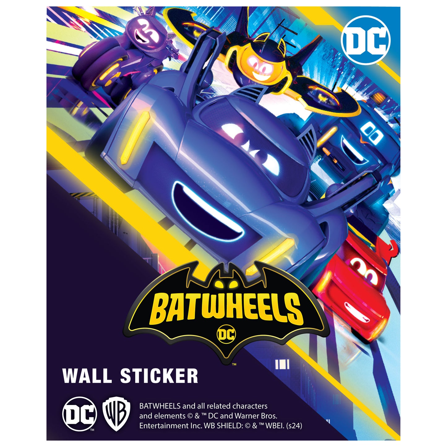 Batwheels™ Wall Sticker - Group Driving Through City Broken Wall Decal DC Superhero Art