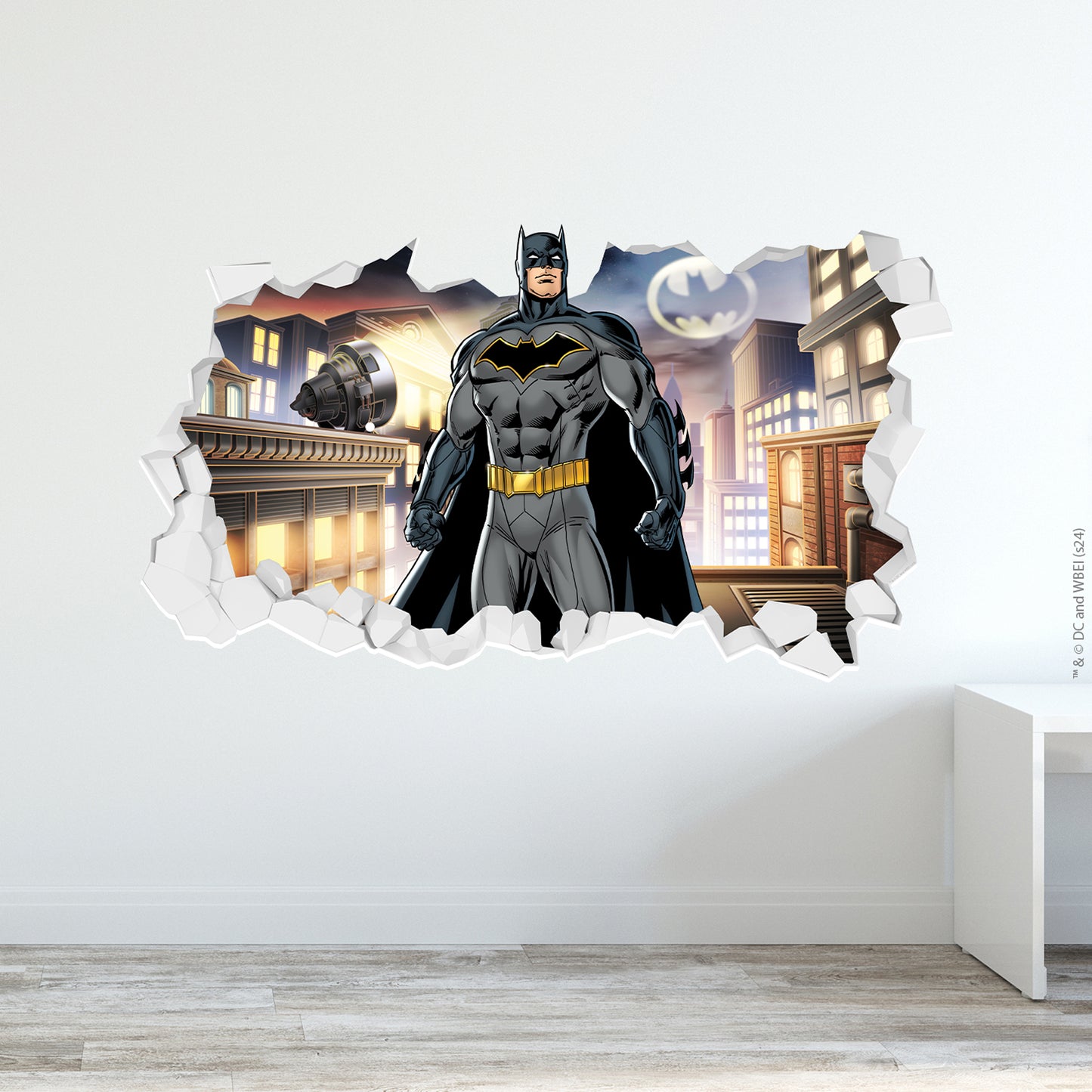 Batman™ Wall Sticker - Batman on Rooftop Broken Wall Decal DC Superhero Art