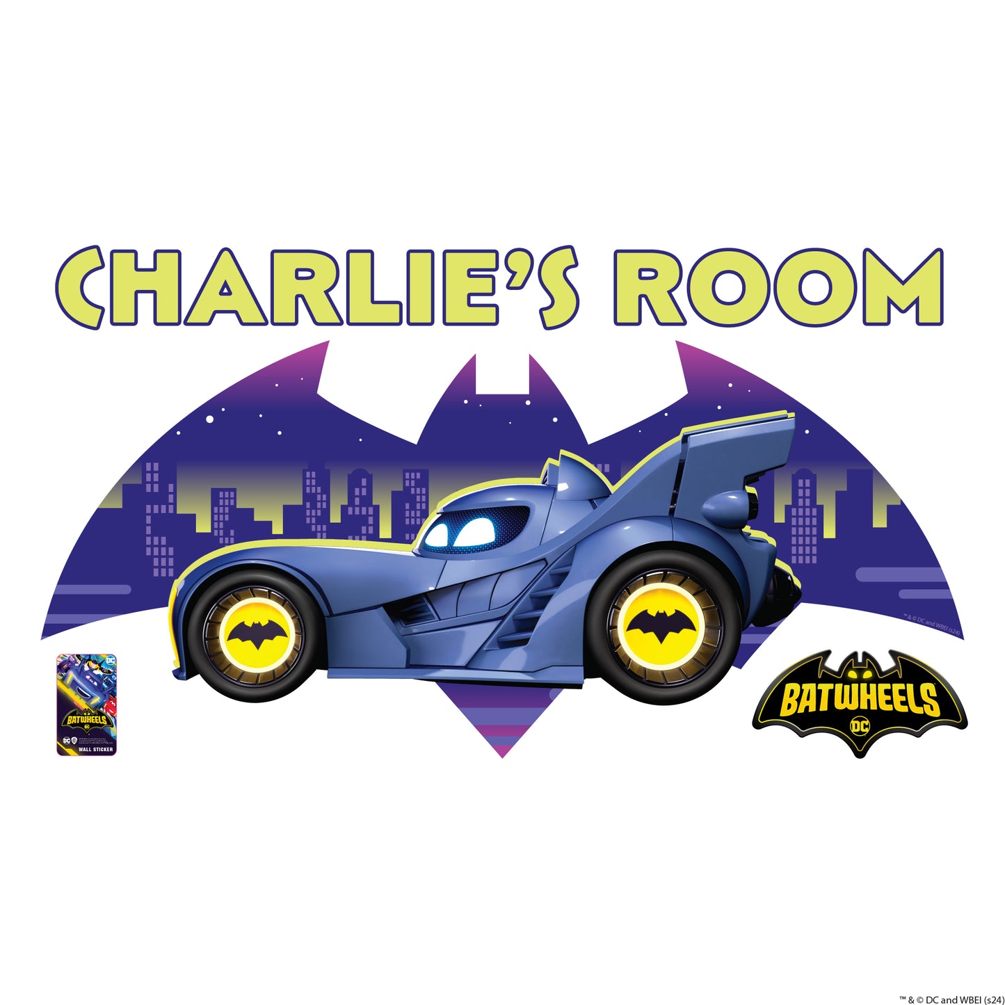 Batwheels™ Wall Sticker - Bam Personalised Name Decal DC Superhero Art