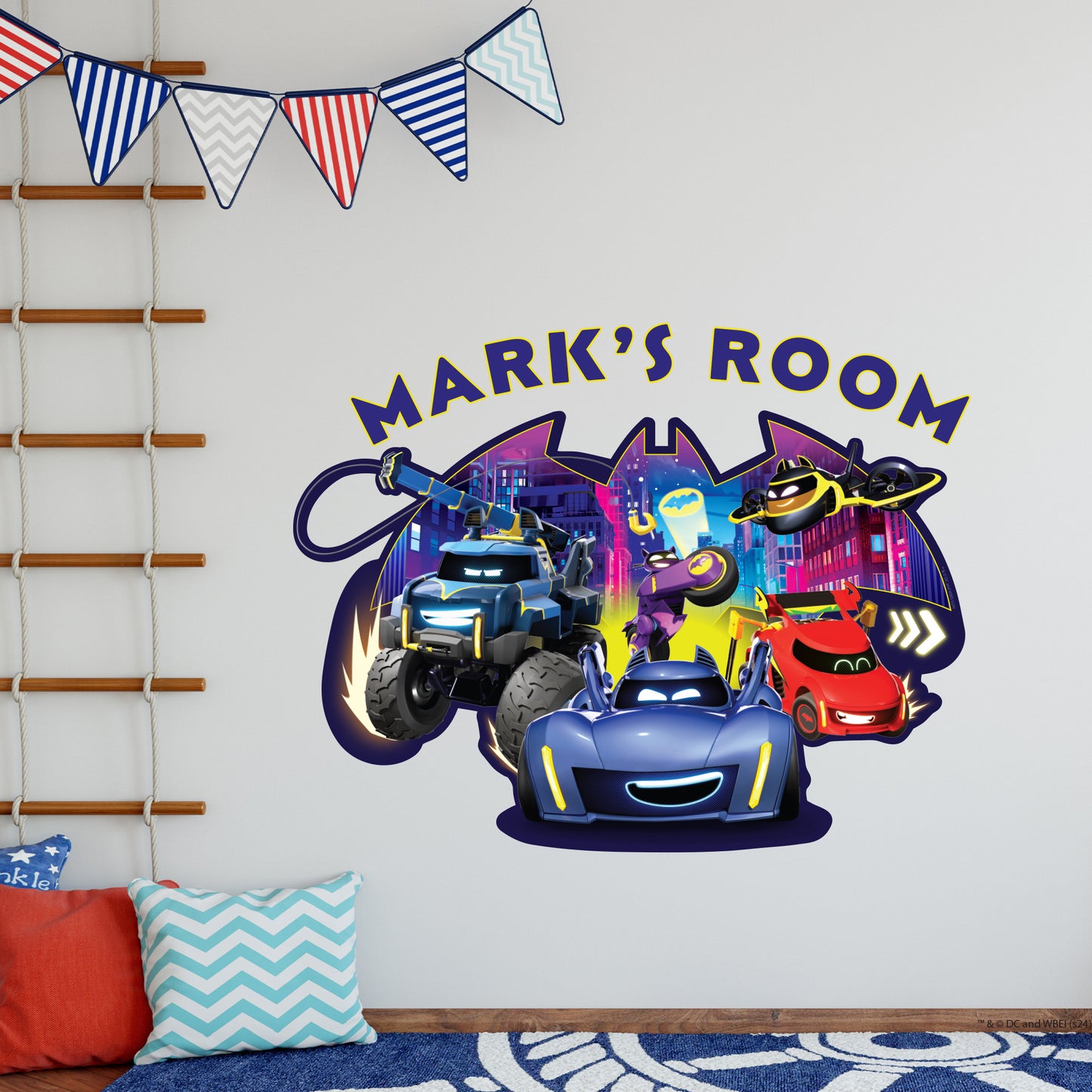 Batwheels™ Wall Sticker - Group City Personalised Name Decal DC Superhero Art