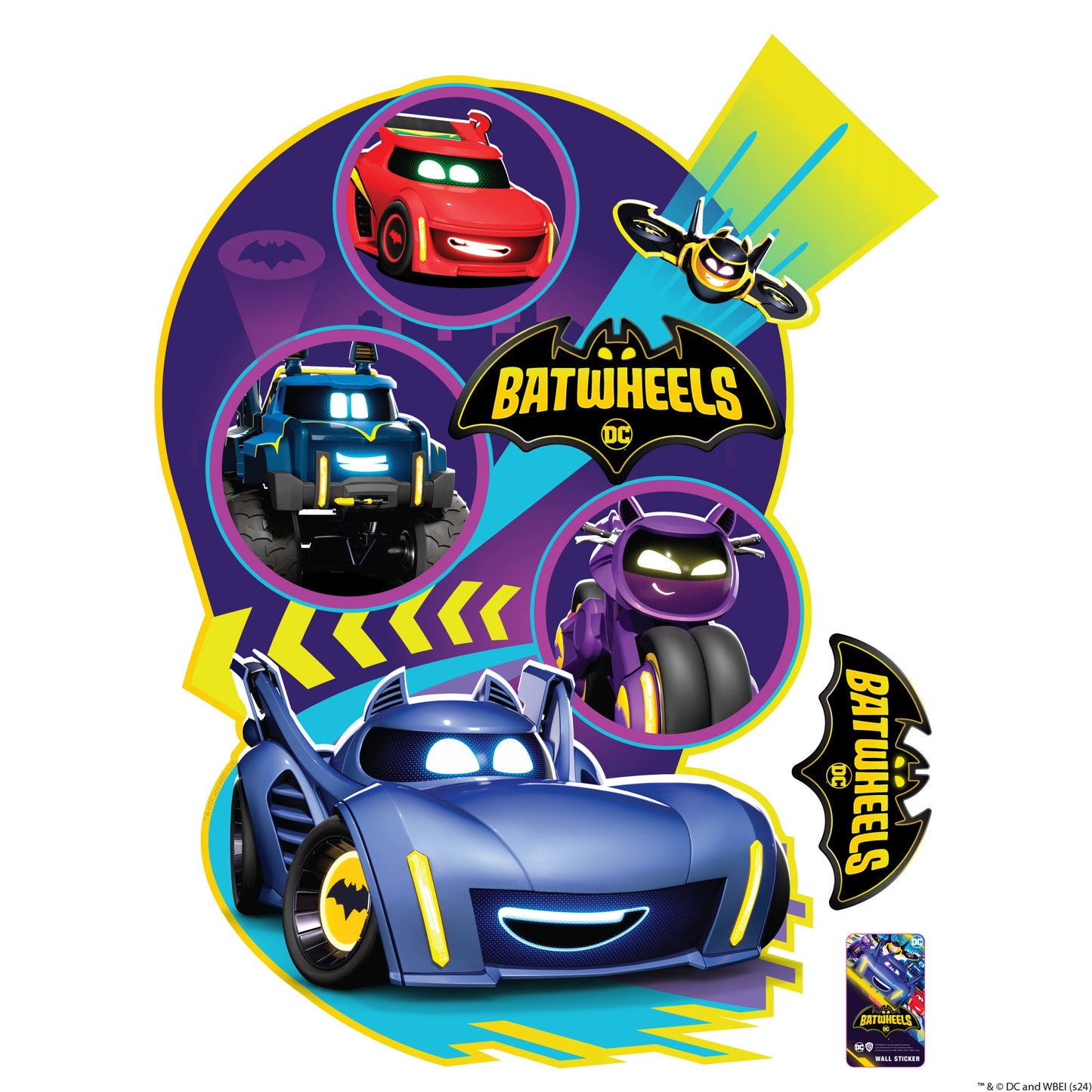 Batwheels™ Wall Sticker - Group Spotlight Wall Decal DC Superhero Art