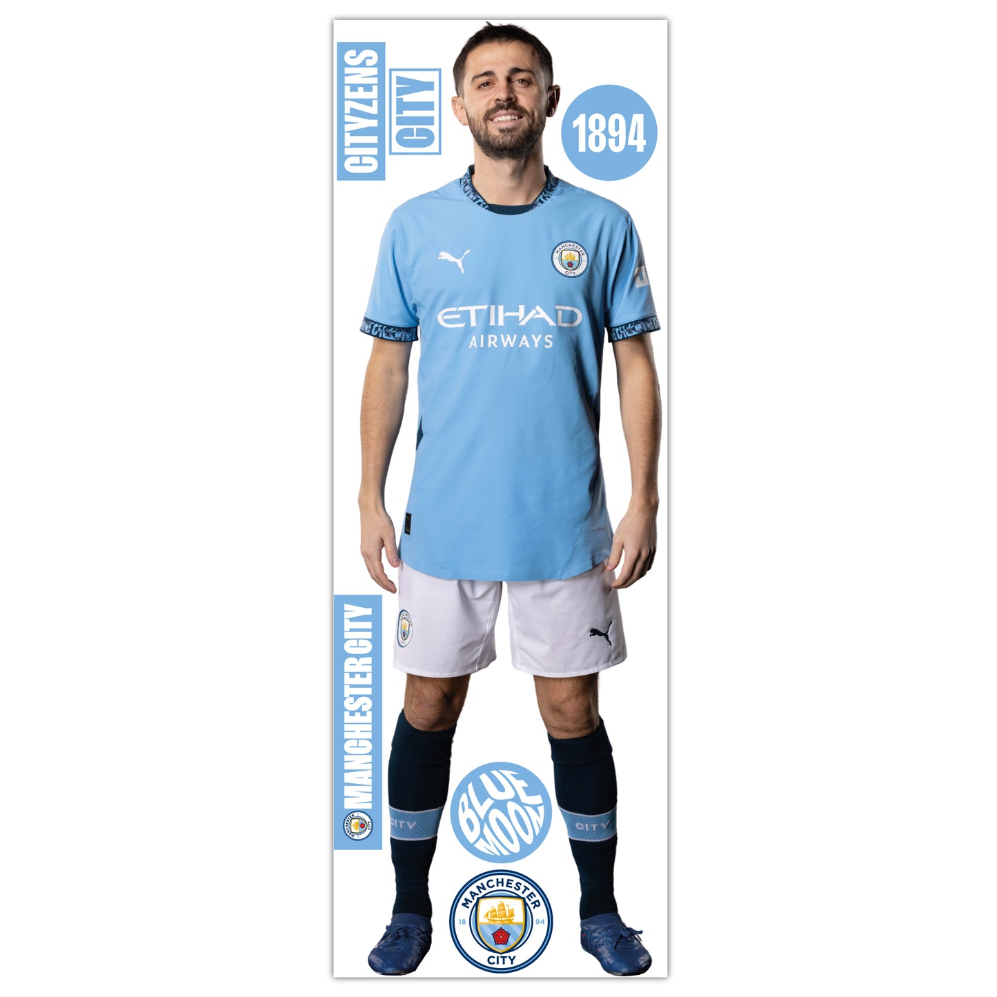 Manchester City FC - Silva 24/25 Player Wall Sticker + Decal Set