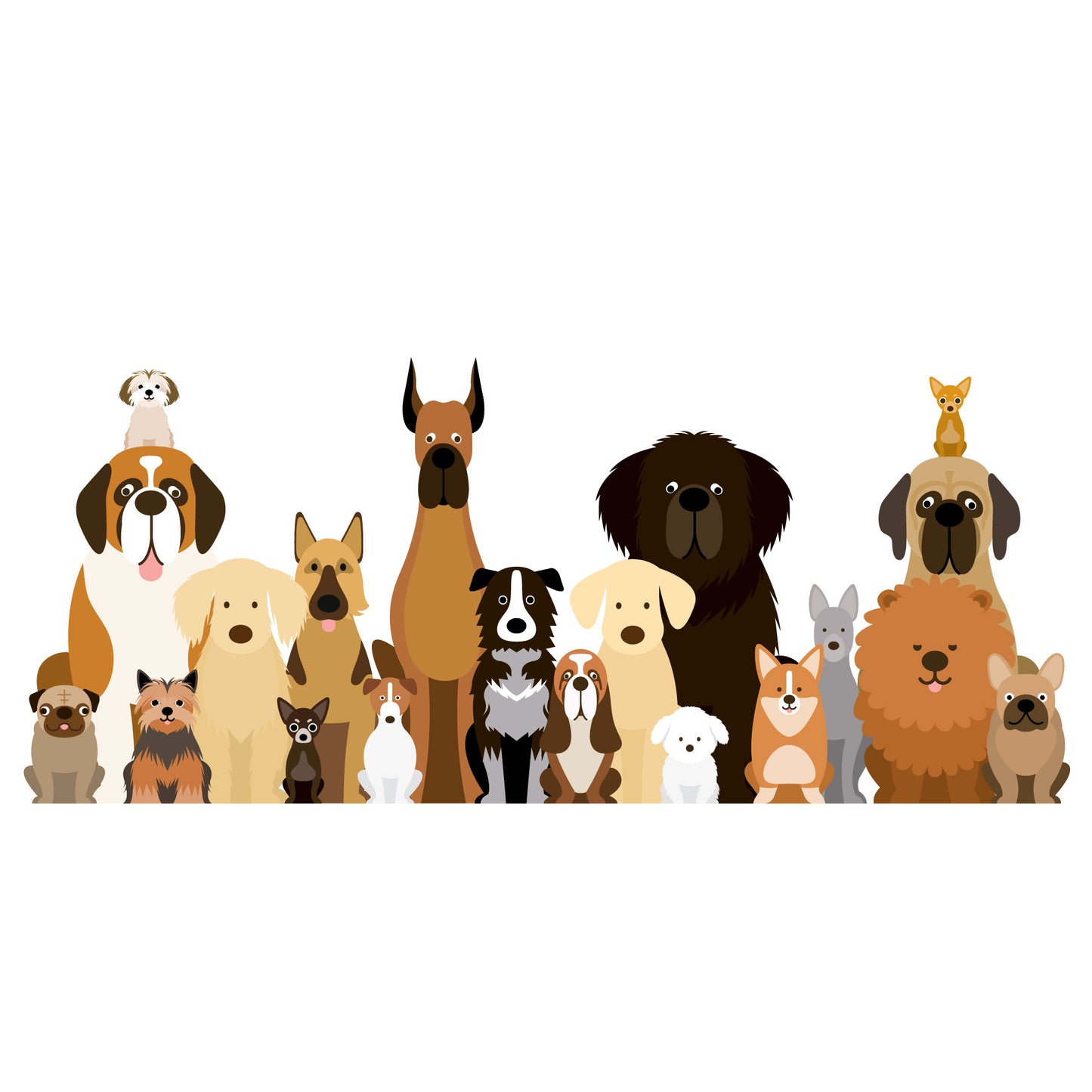 Dog Wall Sticker - Big Group of Dogs Decal Wall Art