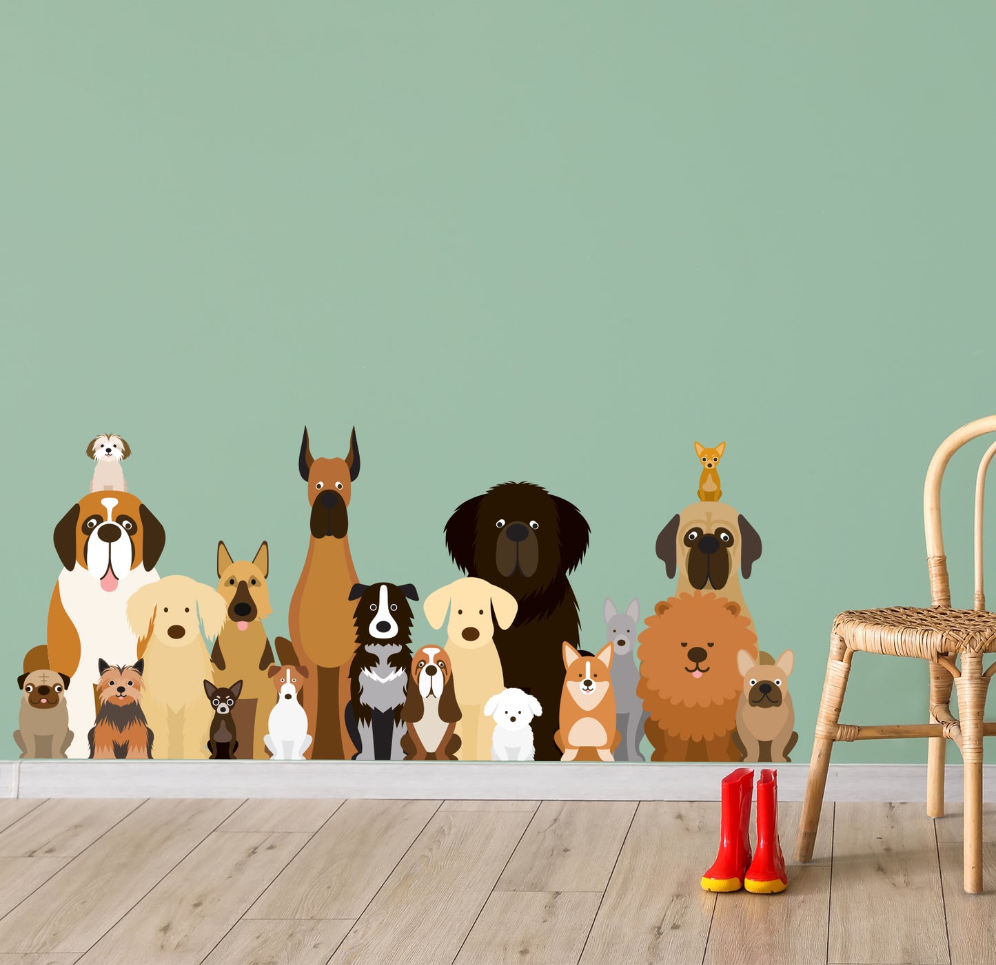 Dog Wall Sticker - Big Group of Dogs Decal Wall Art