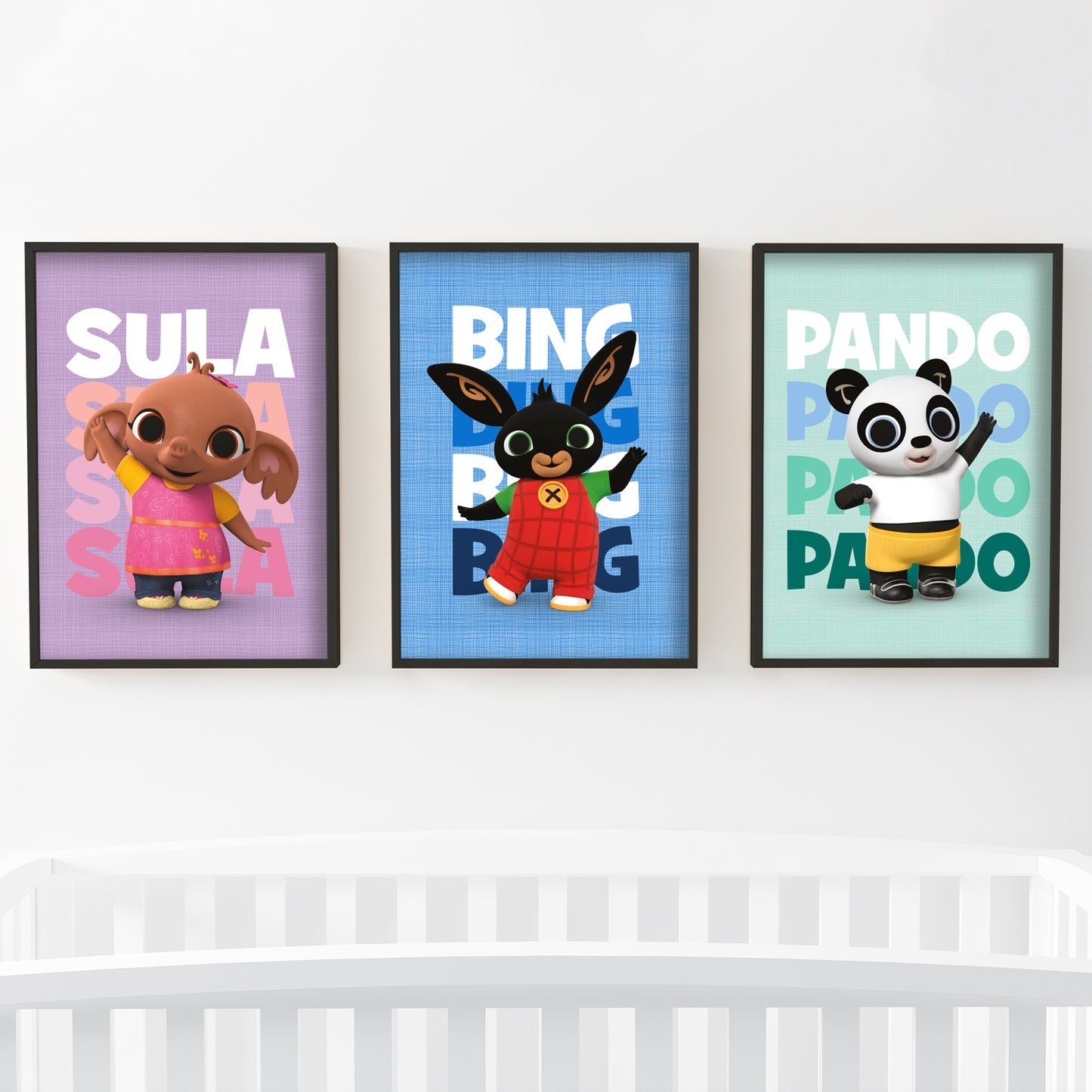 Bing Print - Bing Sula and Pando Repeat Name Set of 3 Posters Wall Art