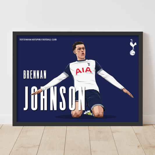 Tottenham Hotspur Print - Brennan Johnson Illustration 24-25 Poster Wall Art