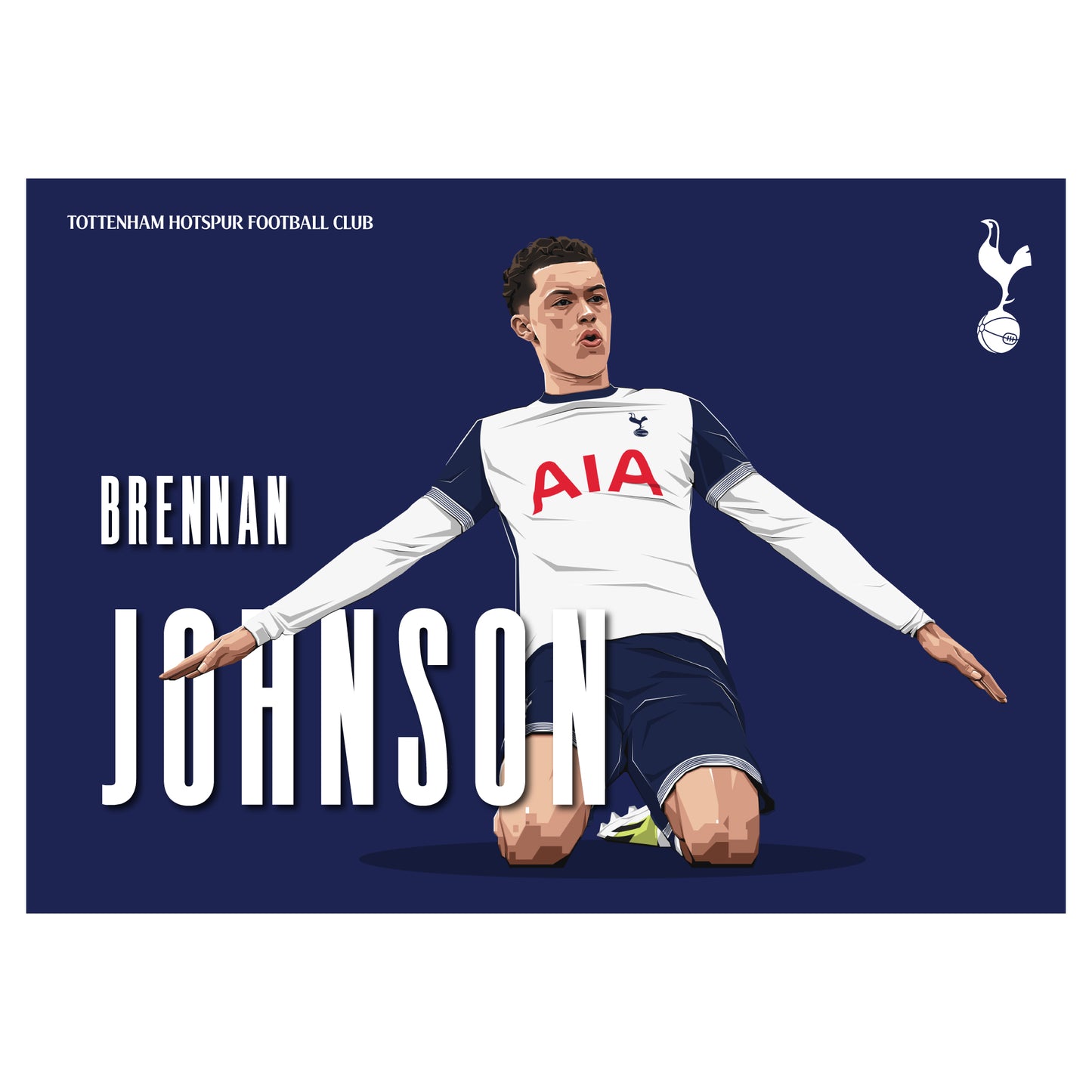 Tottenham Hotspur Print - Brennan Johnson Illustration 24-25 Poster Wall Art