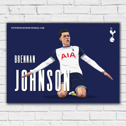 Tottenham Hotspur Print - Brennan Johnson Illustration 24-25 Poster Wall Art