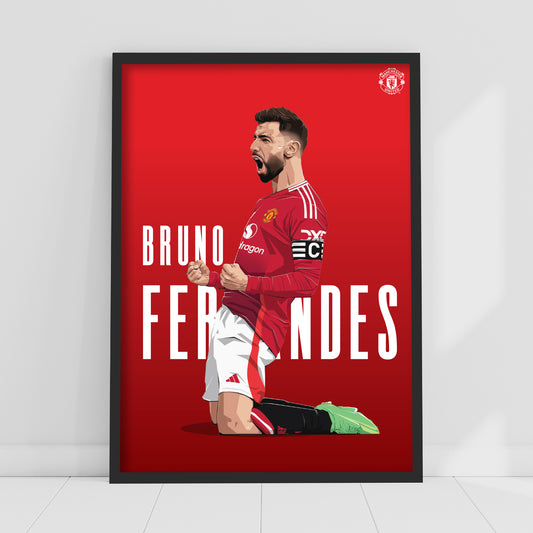 Manchester United FC Print - Bruno Fernandes 24/25 Player Illustration Poster