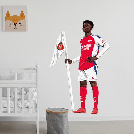 Arsenal FC Wall Sticker - Bukayo Saka 24-25 Illustration + AFC Decals