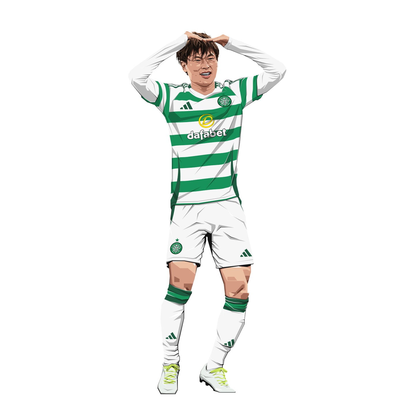 Celtic FC Wall Sticker - Kyogo Player Illustration 24/25 Wall Decal Football Art