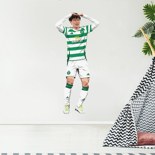 Celtic FC Wall Sticker - Kyogo Player Illustration 24/25 Wall Decal Football Art