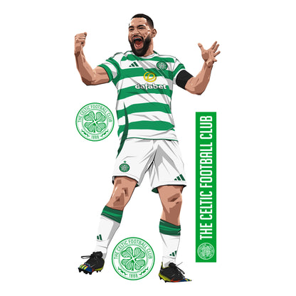 Celtic FC Wall Sticker - Vickers Player Illustration 24/25 Wall Decal Football Art