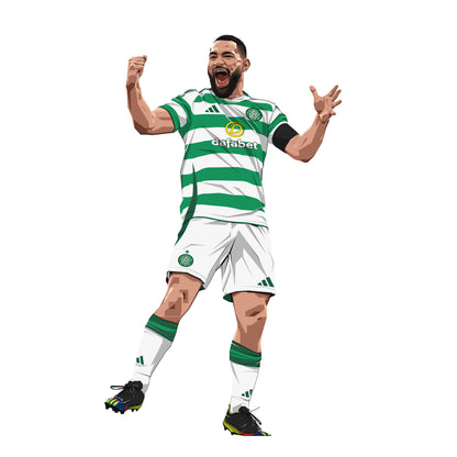 Celtic FC Wall Sticker - Vickers Player Illustration 24/25 Wall Decal Football Art