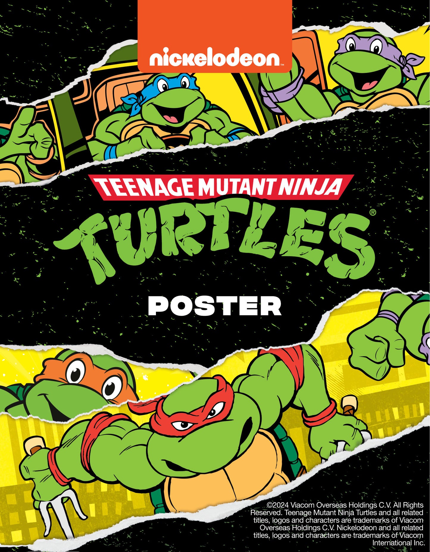 Teenage Mutant Ninja Turtles Print - 4 Colour Blocks Poster TMNT Wall Art