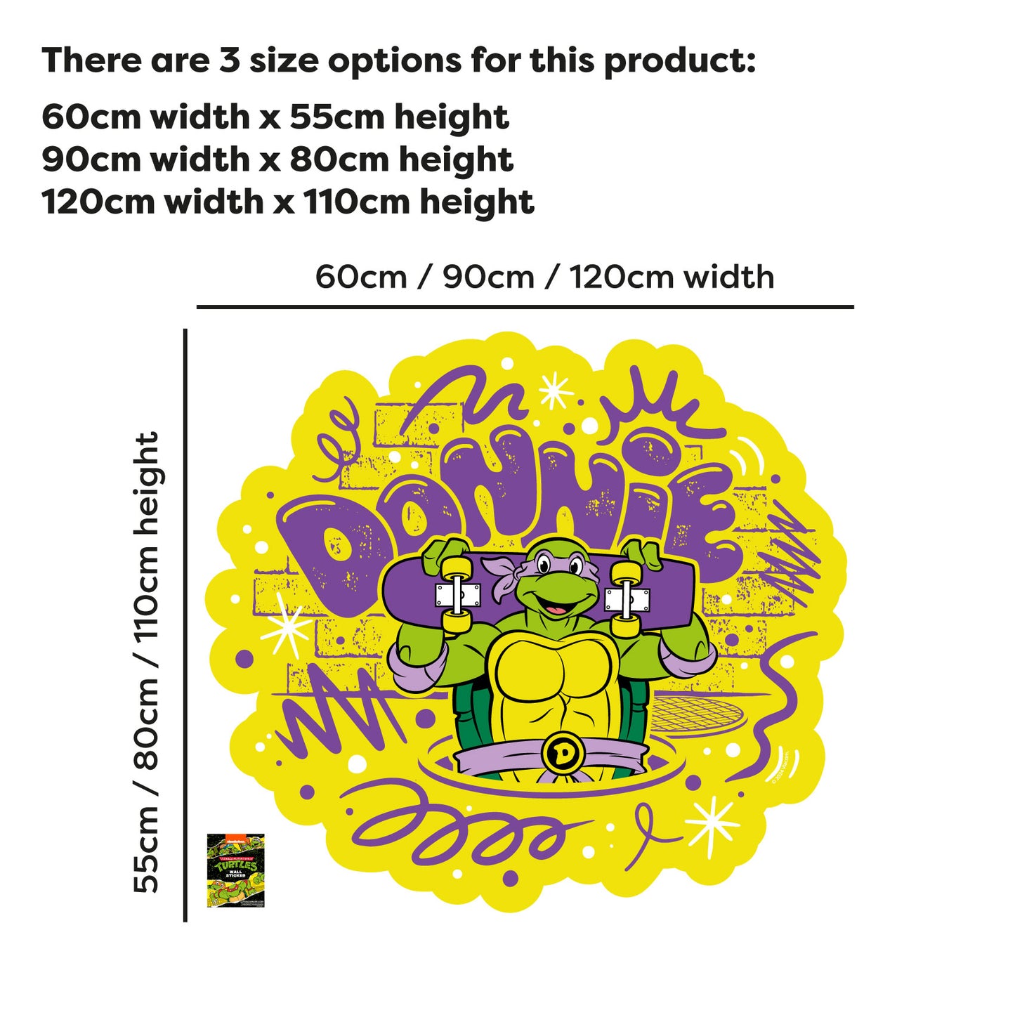 Teenage Mutant Ninja Turtles Wall Sticker - Donnie Graffiti Character Decal TMNT Art