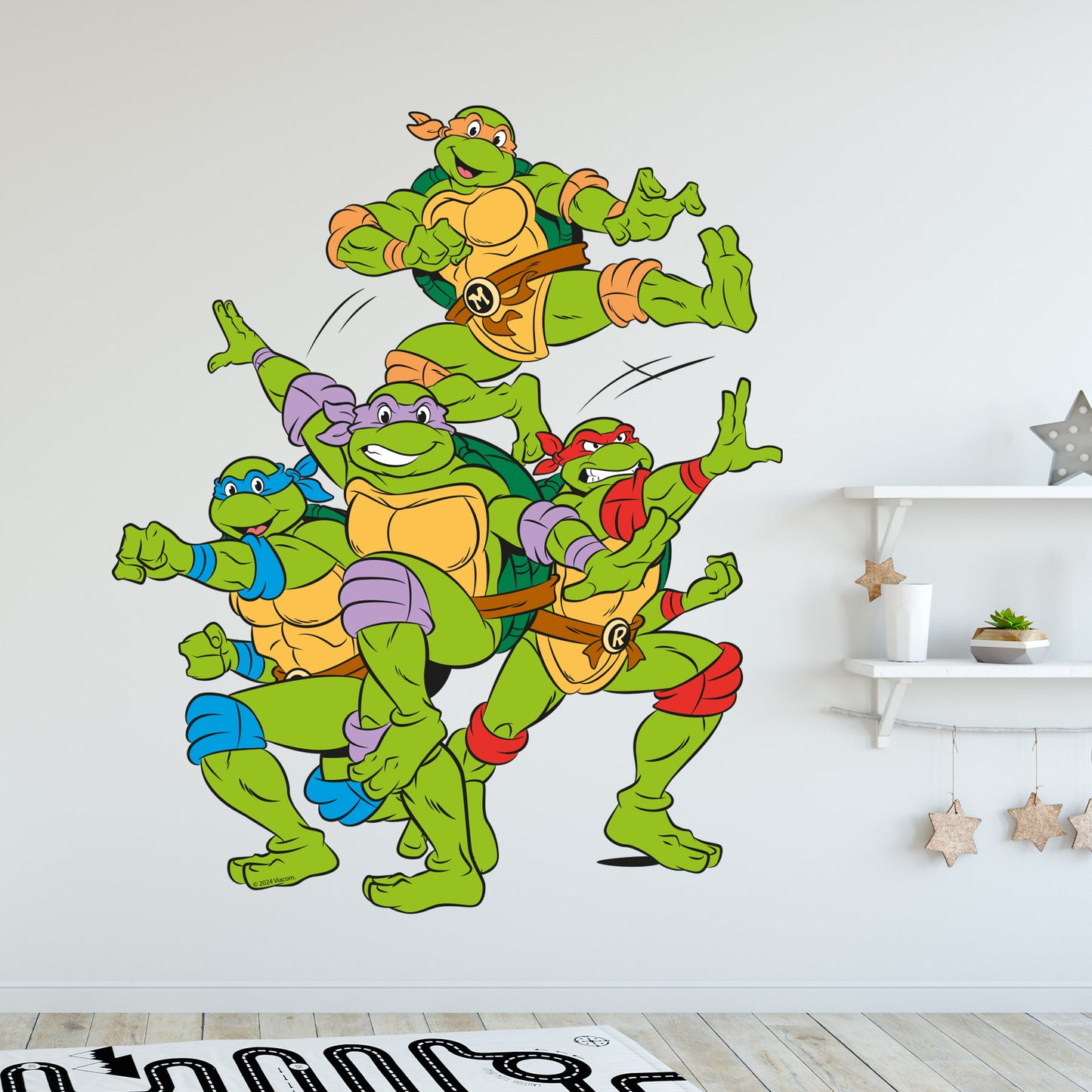 Teenage Mutant Ninja Turtles Wall Sticker - Group Action Pose Decal TMNT Art