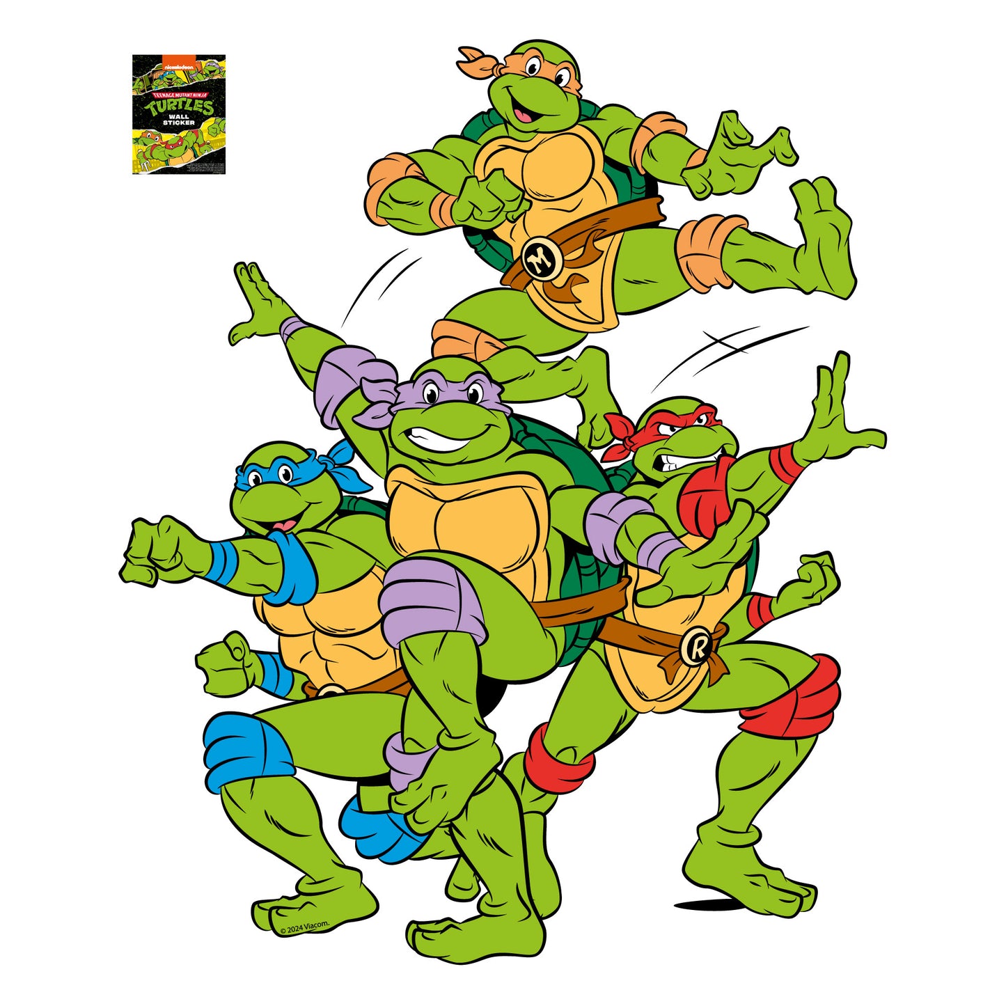 Teenage Mutant Ninja Turtles Wall Sticker - Group Action Pose Decal TMNT Art