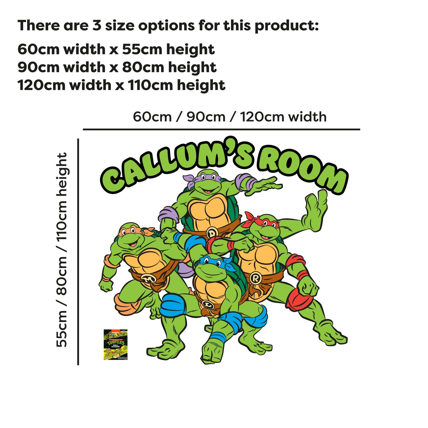 Teenage Mutant Ninja Turtles Wall Sticker - Group Crouching Personalised Decal TMNT Art