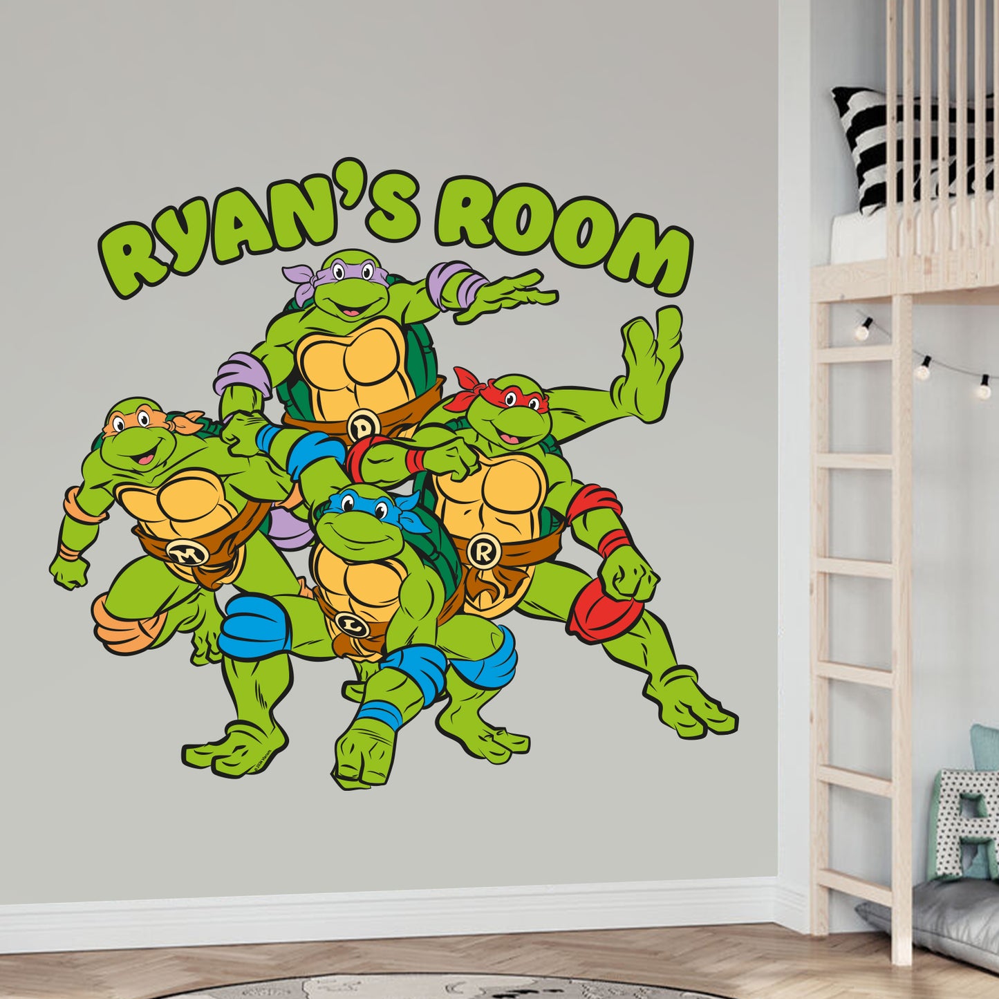 Teenage Mutant Ninja Turtles Wall Sticker - Group Crouching Personalised Decal TMNT Art