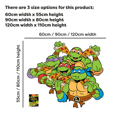 Teenage Mutant Ninja Turtles Wall Sticker - Group Eating Pizza Decal TMNT Art