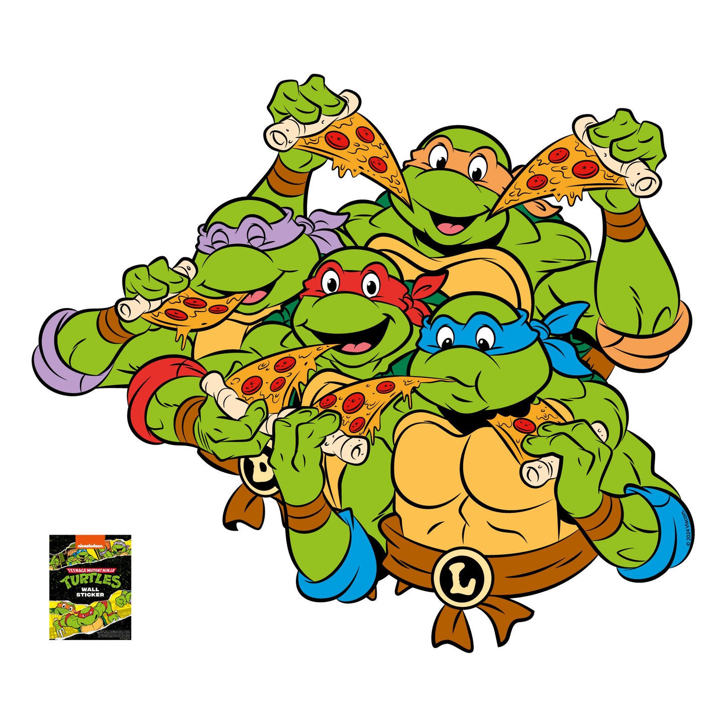 Teenage Mutant Ninja Turtles Wall Sticker - Group Eating Pizza Decal TMNT Art