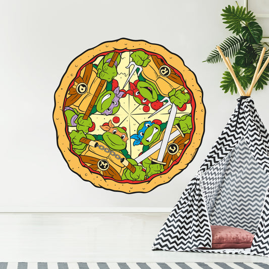 Teenage Mutant Ninja Turtles Wall Sticker - Group in Pizza Decal TMNT Art