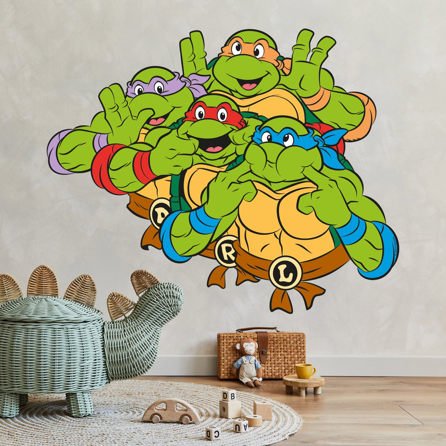 Teenage Mutant Ninja Turtles Wall Sticker - Group Pulling Funny Faces Decal TMNT Art